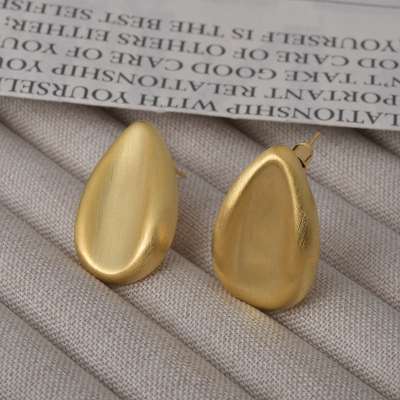 Brushed Water Drop Ear Cold Style Stud Earrings