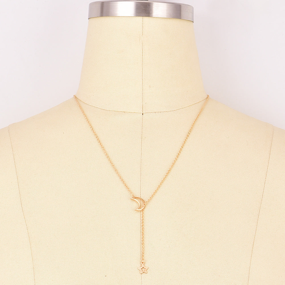 Women's Matching Moon Star Niche Design Tassel Necklace