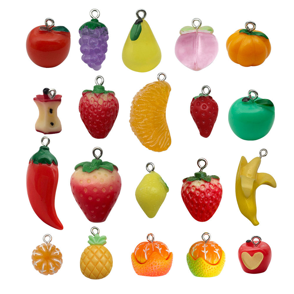 Fruit Apple Banana Orange Strawberry Resin Pendants