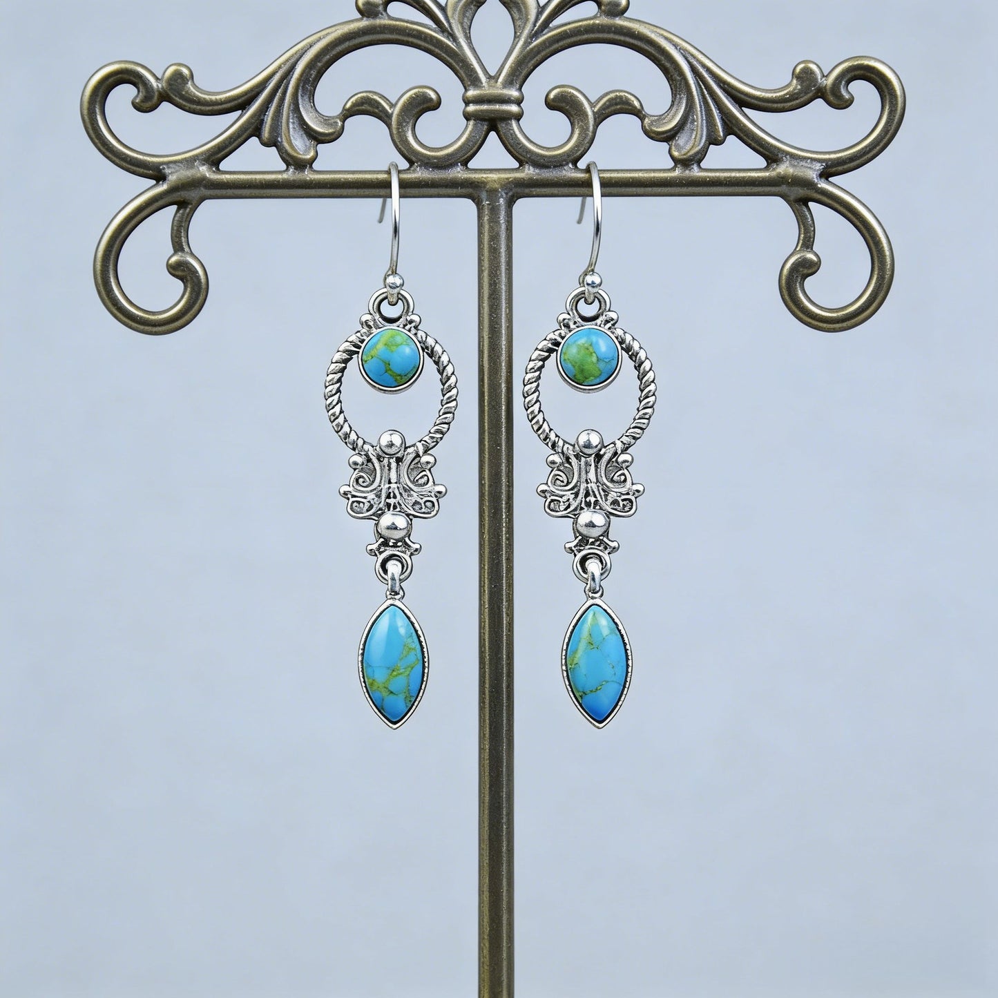 Women's Multiple Options Bohemian Ethnic Turquoise Eardrops Combination Earrings