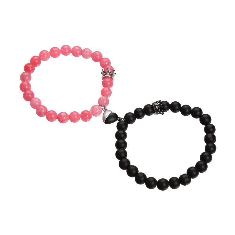 Powder Jade Love Magnetic Buckle Couple Bracelets