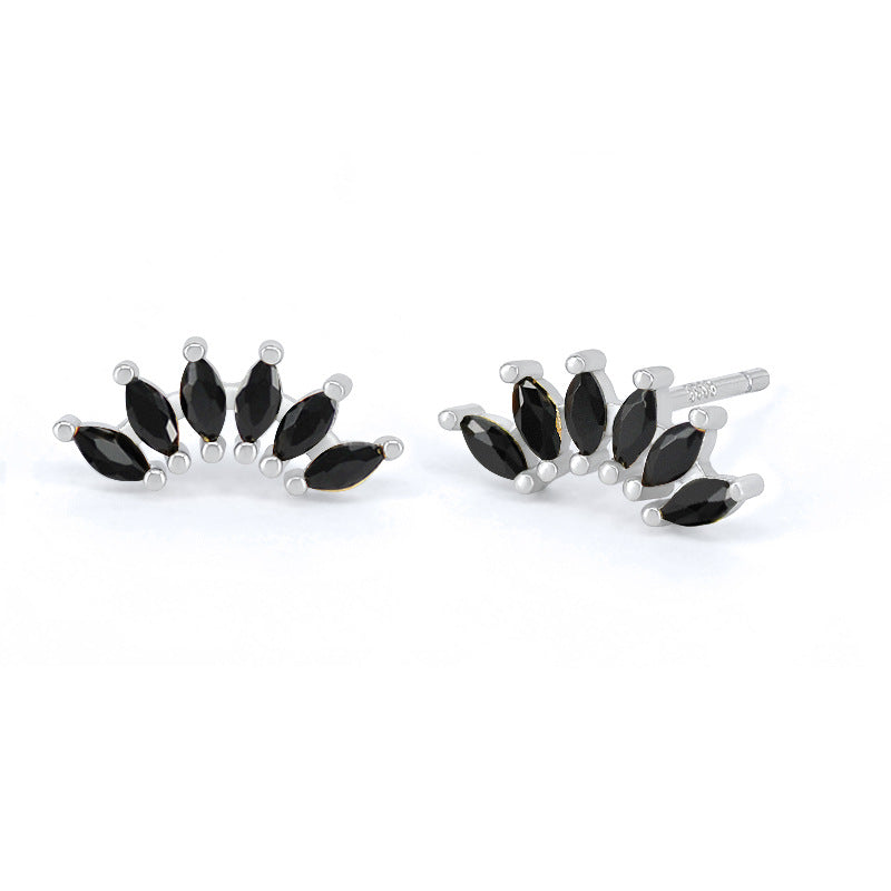 Needle Light Luxury Color Six Stone Retro Minority Design Refined Stud Earrings