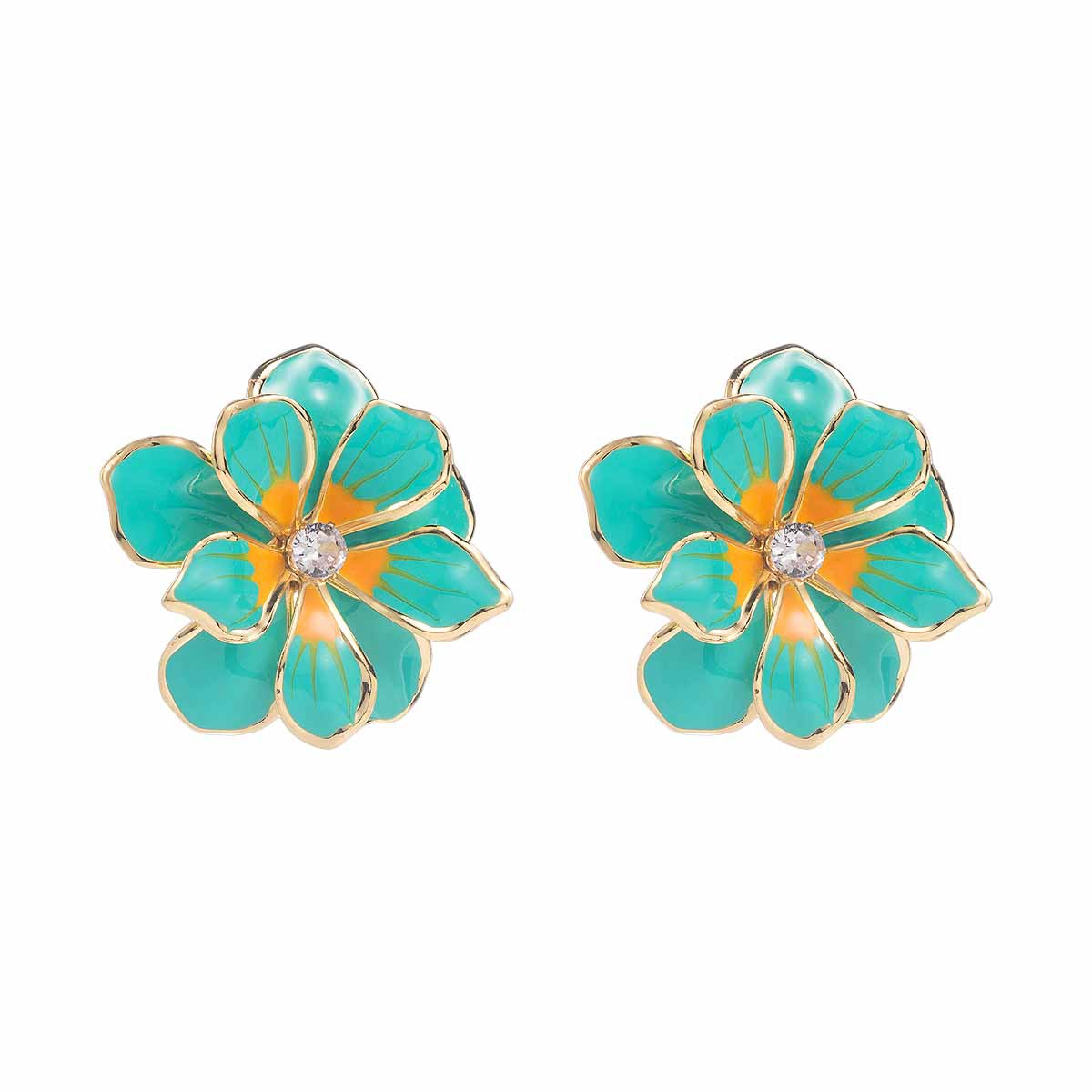 Women's Vacation Style Enamel Color Flower Pearl Light Luxury High-grade Earrings