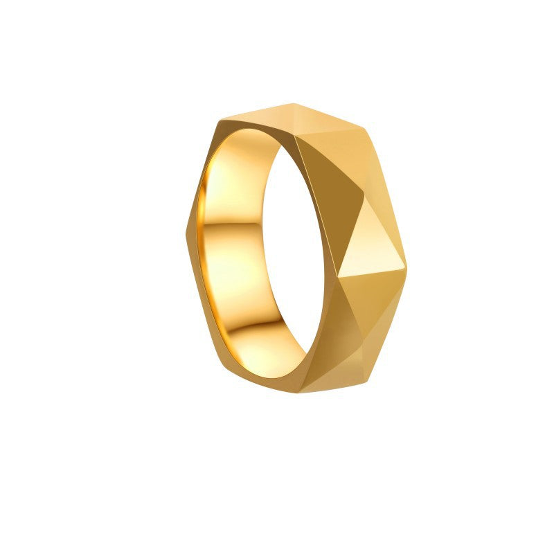 Women's & Men's Fashion Diamond-shaped Cut Personalized Stainless Steel Ring