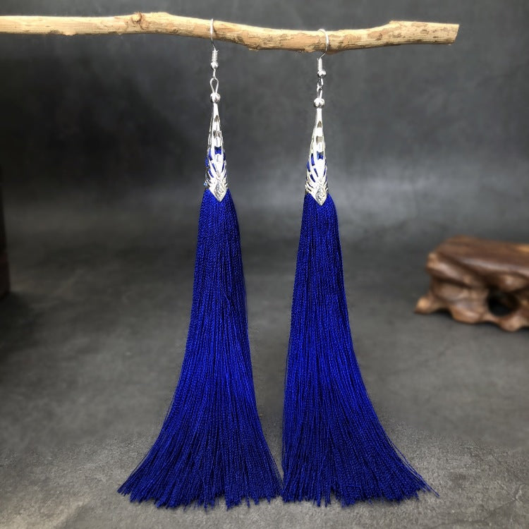Women's Ethnic Style Tassel Classical Temperament Long Rings