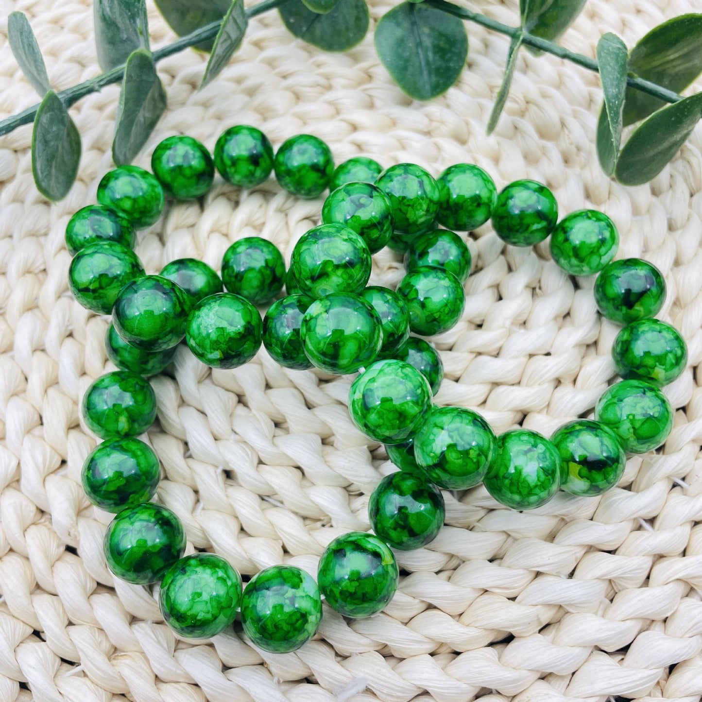 Women's & Men's Fresh Imitation Jade Dry Green Glass Paint Optimization Effect Fashion Bracelets