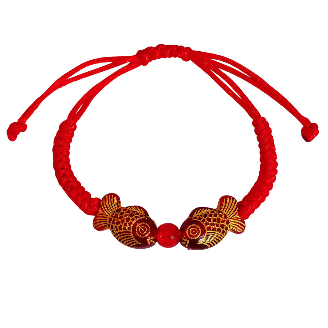 Hand-woven Life Bell Red Rope Small Dragon Bracelet