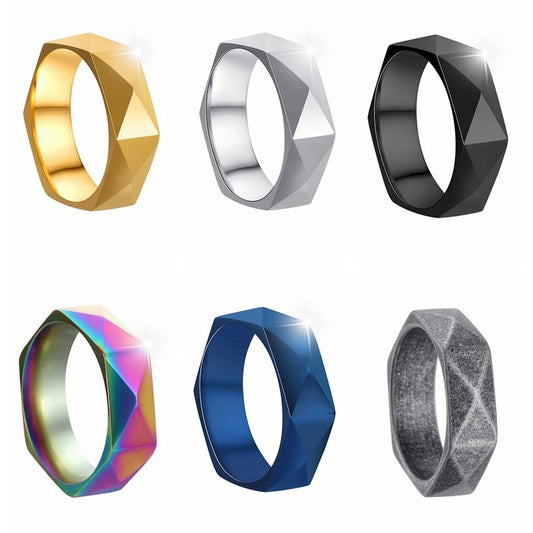 Women's & Men's Fashion Diamond-shaped Cut Personalized Stainless Steel Ring