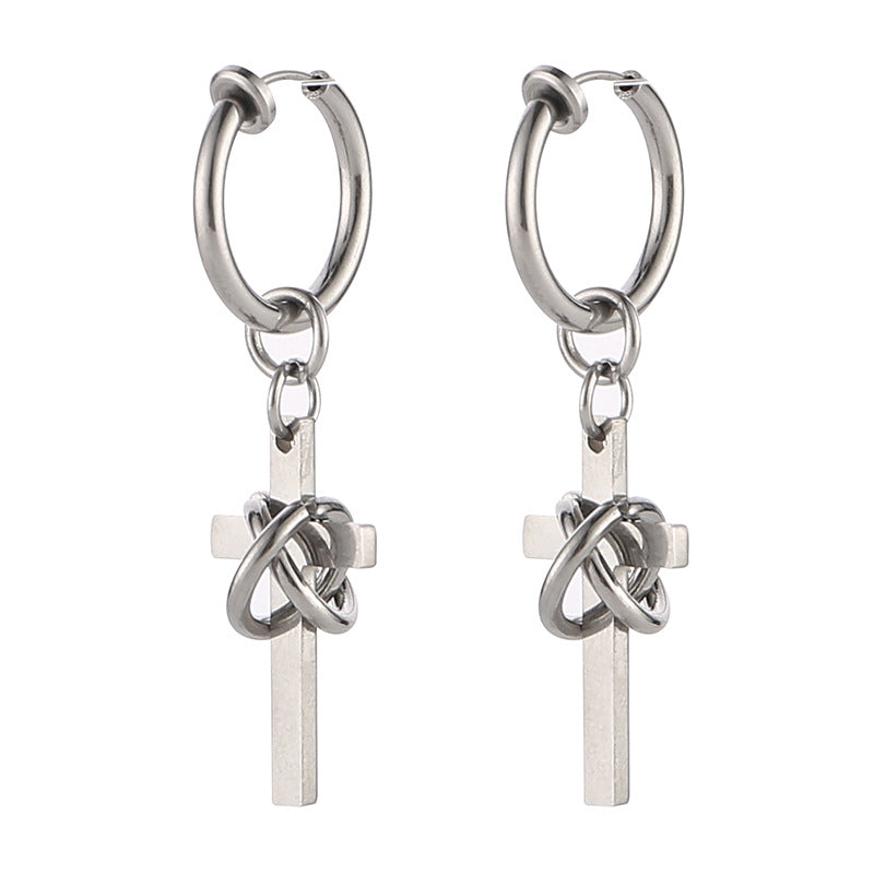 Men's Binding Cross Trendy Punk Goth Eardrops Ear Clip Female Earrings