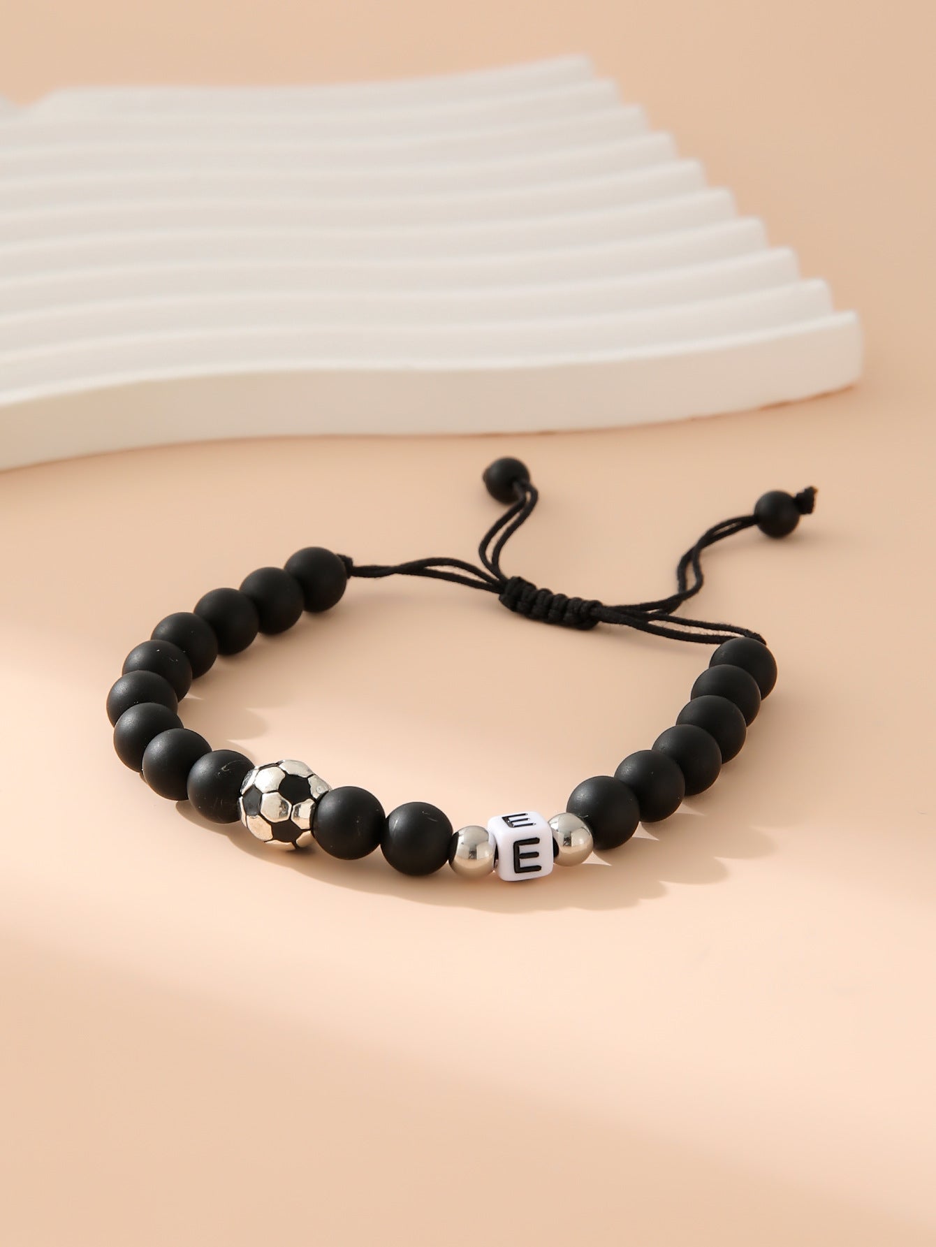 Women's & Men's Black Frosted Football Letters Adjustable For Bracelet