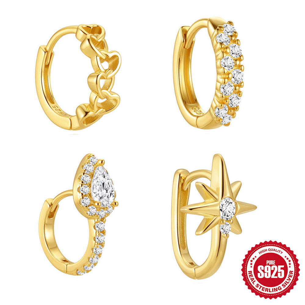 Heart In Sterling Sier Hollow Glossy Ear Buckle