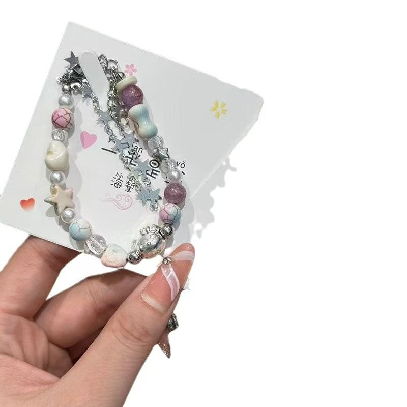 Korean Dopamine Double Layer Twin Design Sweet Cute Bracelet