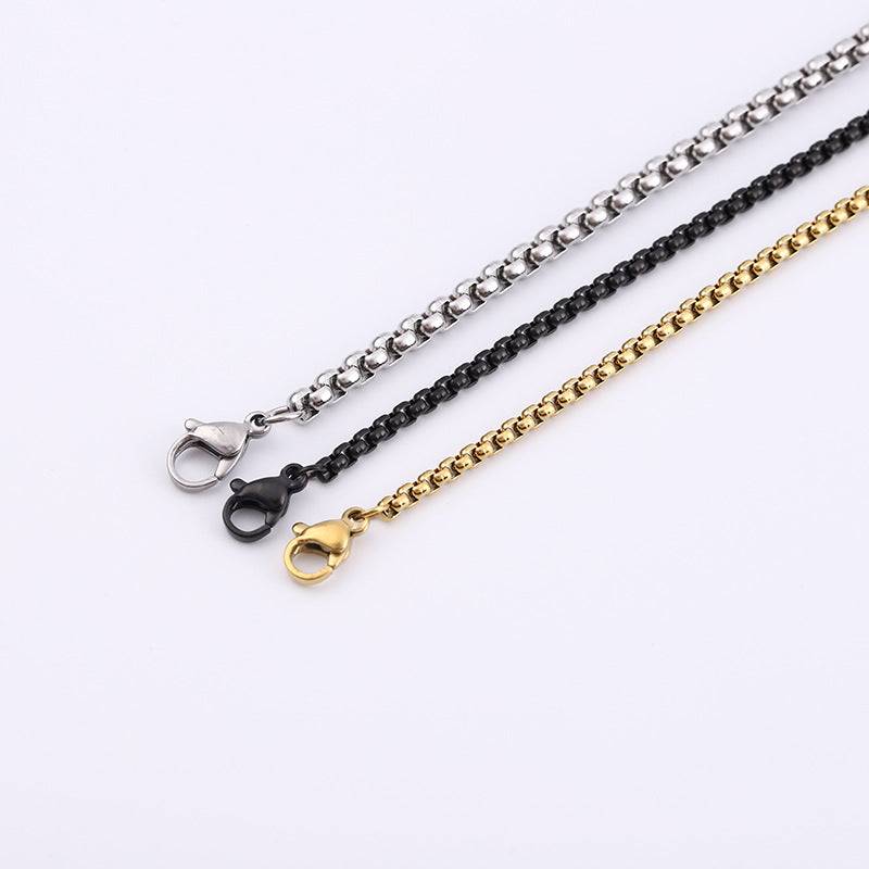 Titanium Steel Electroplating Craft Korean Fashion Square Necklaces