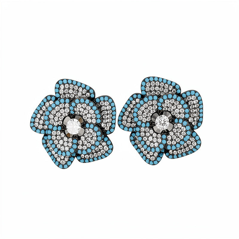 Women's Needle Inlaid Zircon Leaves Tassel Personalized Design Earrings