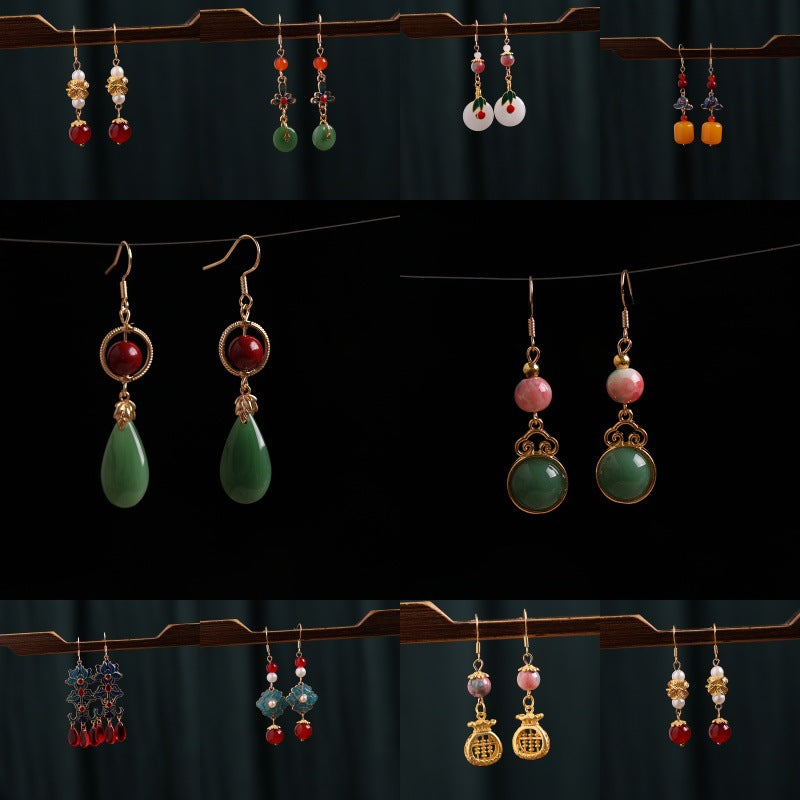 Style National Brass Ear Hook Vintage Court Ethnic Han Clothing Earrings