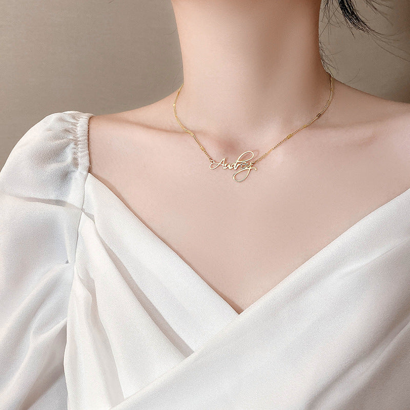 Women's Letters Titanium Steel Simple Clavicle Trendy Necklaces