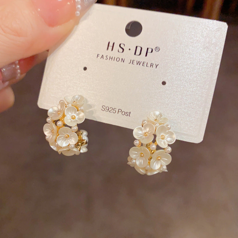 Spring Stylish Sweet Petals Shaped Ear Special Interest Light Luxury Rings