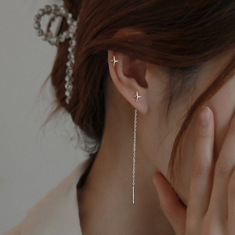 Women's Sterling Sier Tassel Fashionable Temperament Long Earrings