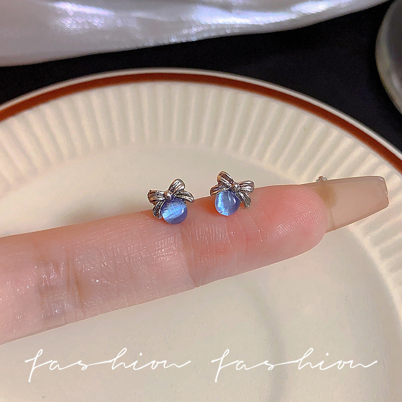 Series Mini Blue Zircon Female Niche Advanced Earrings