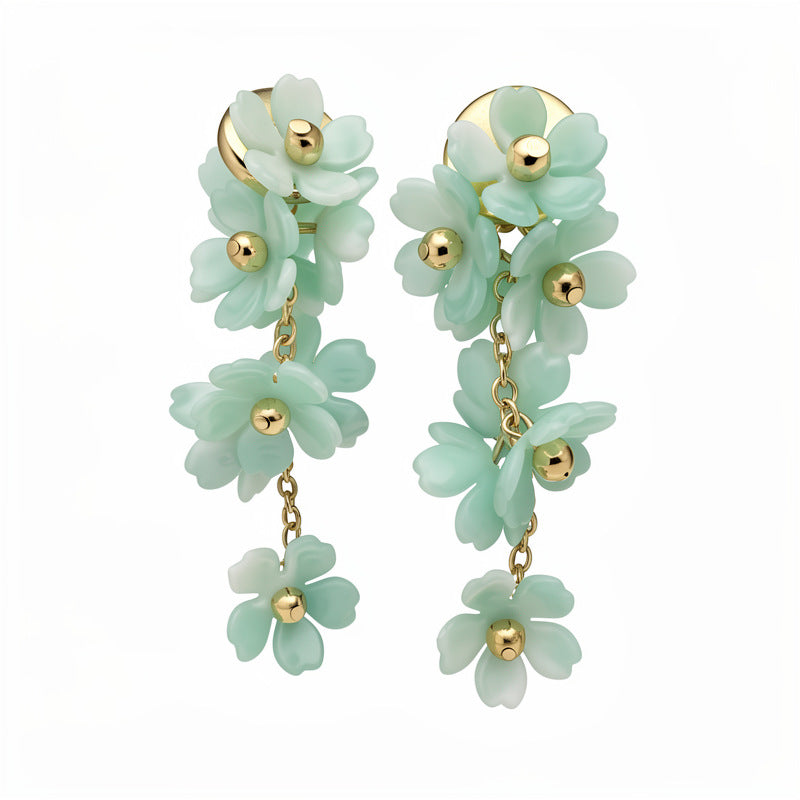Acrylic Flower Tassel Super Fairy Mori Style Sweet Beautiful Light Earrings