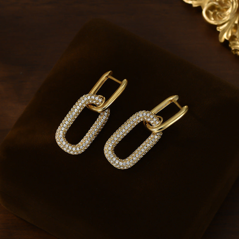 Women's Simple Studded With Zircon High-grade Full Stud Earrings