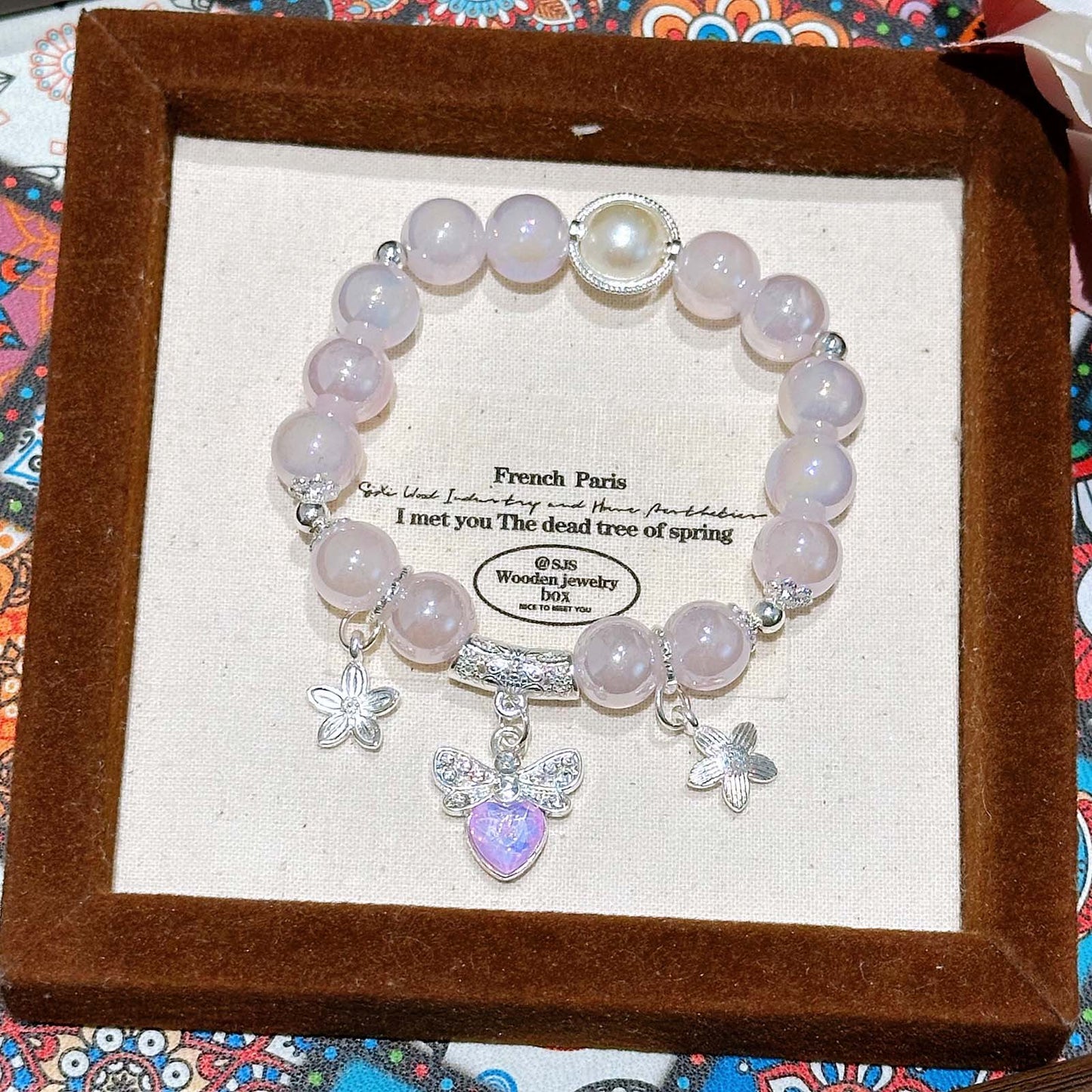 Stall Glass Glaze Female Pearl Love Cultural Creative Girlfriends Bracelets