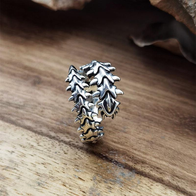 Alloy Retro Geometric Backbone Opening Adjustable Ring