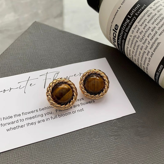 Women's Tigereye For Niche Design High Class Elegant Frosty Style Stud Earrings