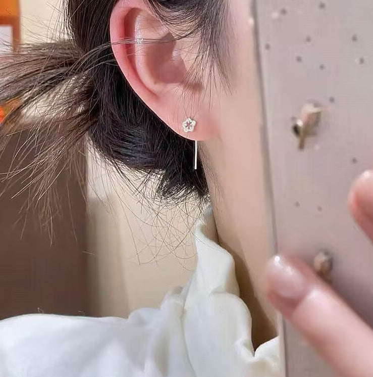 Women's Flower Simple Elegant Tassel Sterling Sier Niche Earrings