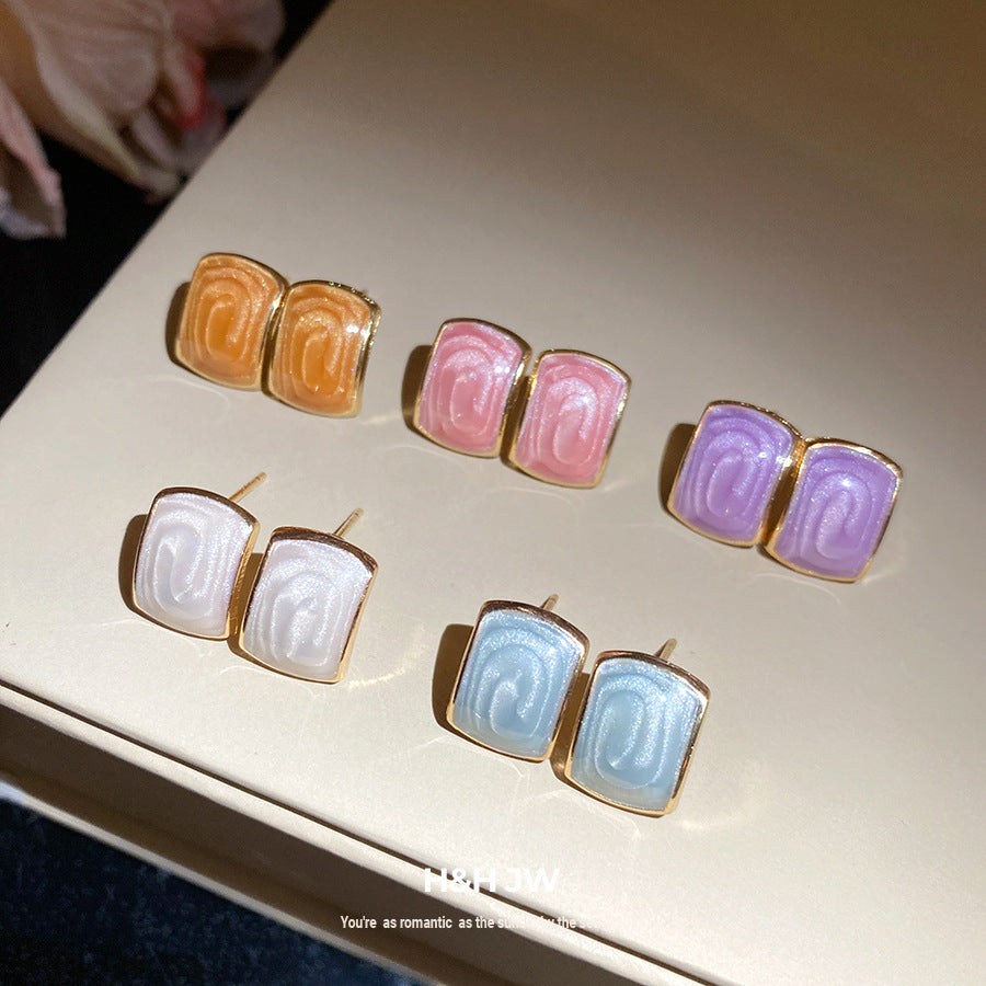 Women's Needle Drop Oil Square Retro Personality Minimalism Fashion Earrings