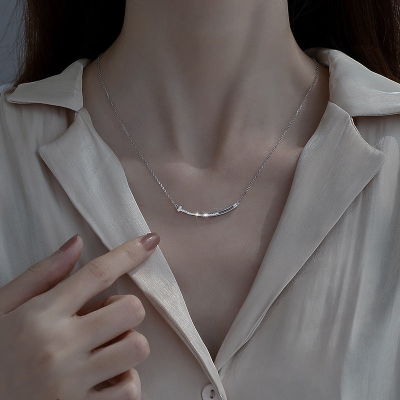 Women's Luxury High-grade Smiley Face Diamond Inlaid Clavicle Chain Necklaces
