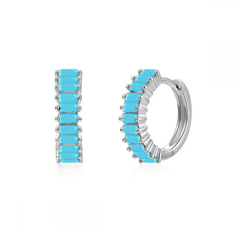 Square Zircon Circle Ear Clip Female Simple Elegant Earrings