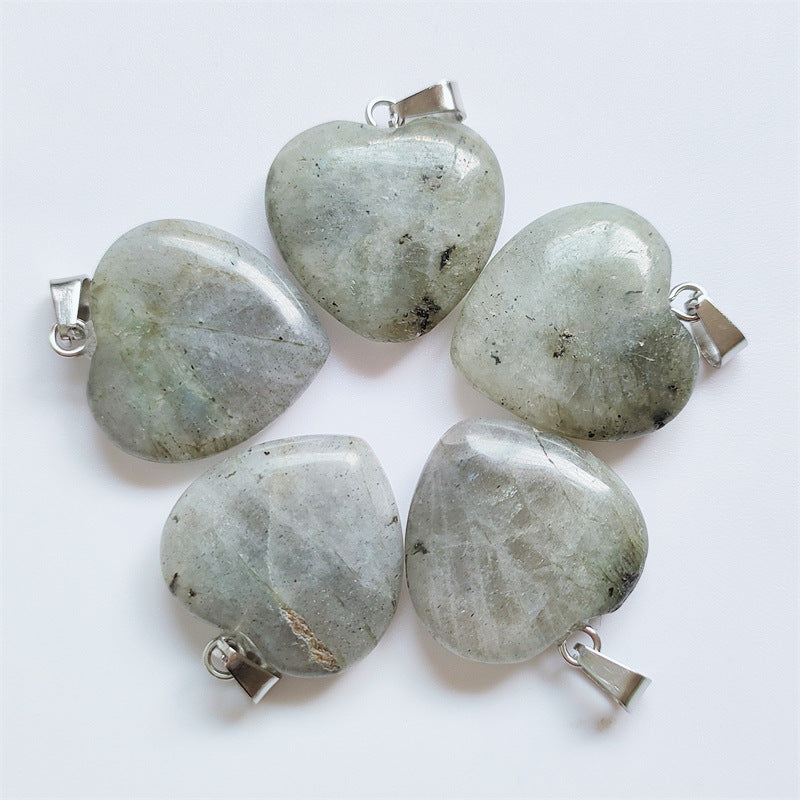 Stone Love Crystal Agate Heart Peach Pendants