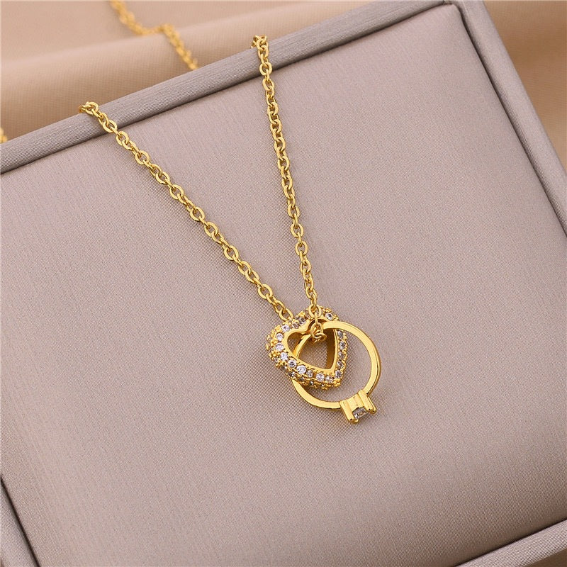 Women's Heart Clavicle Chain Beautiful Circle For Design Necklaces