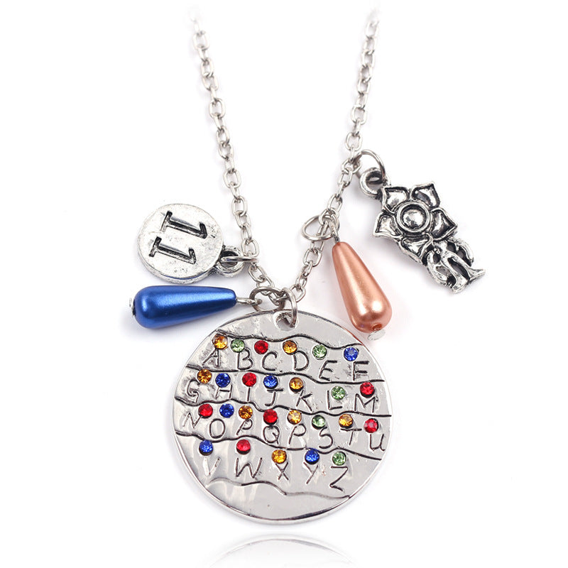 Women's Stranger Things Guitar Pick Party Suit Necklaces