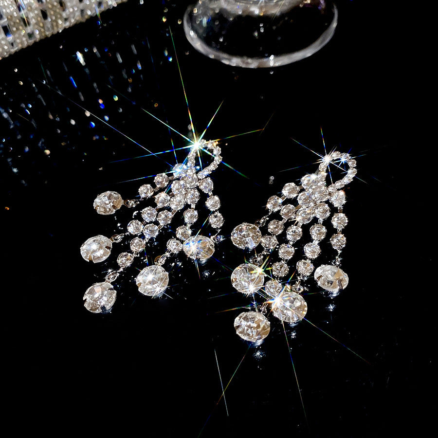 Women's Sier Diamond Tassel Light Luxury High-grade Simple Rings