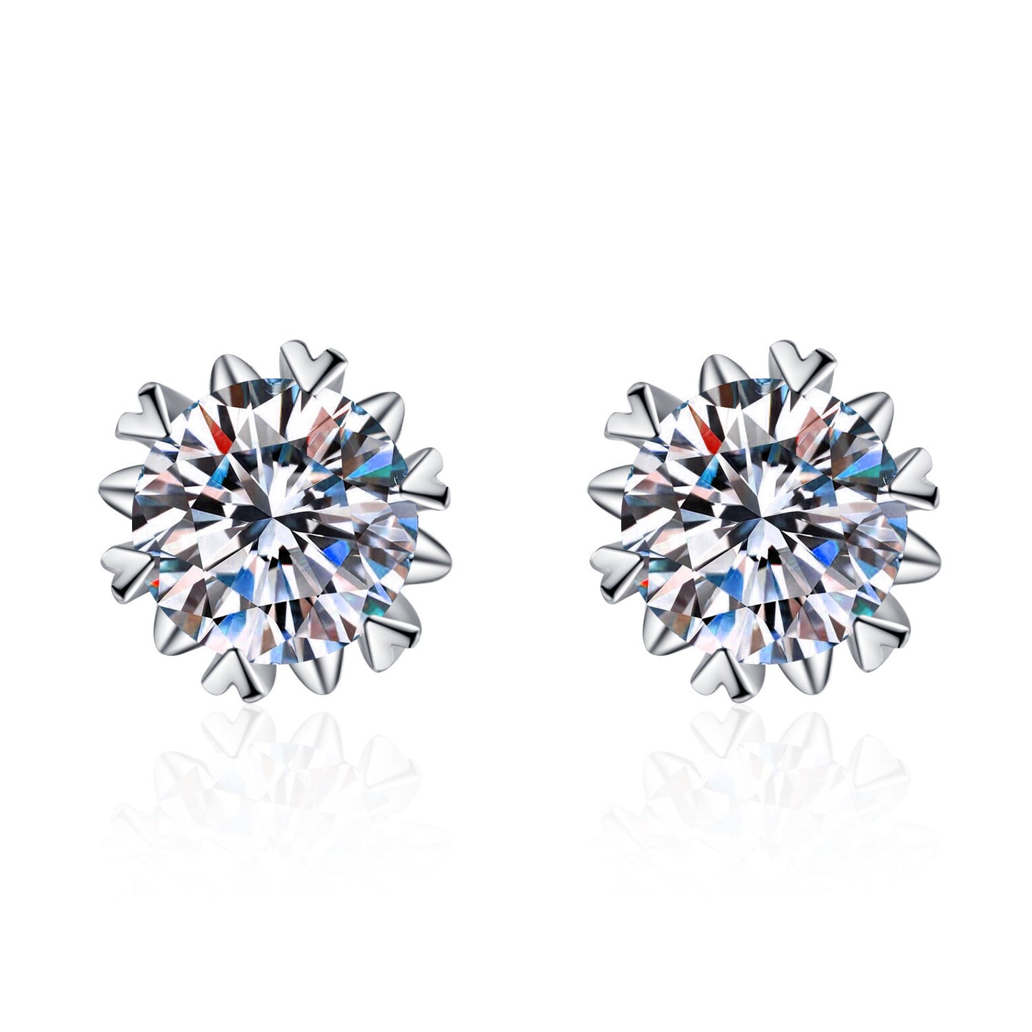 Women's Live Broadcast Karat Simple Snowflake Diamond For Stud Earrings