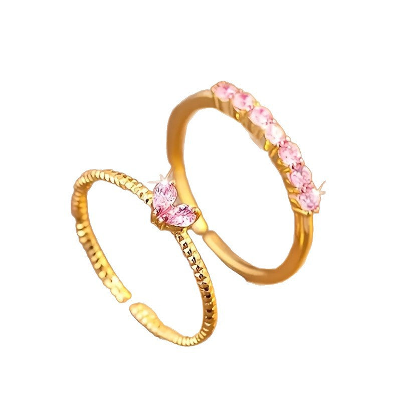 Heart Shape With Diamond Open Simple High Sense Rings