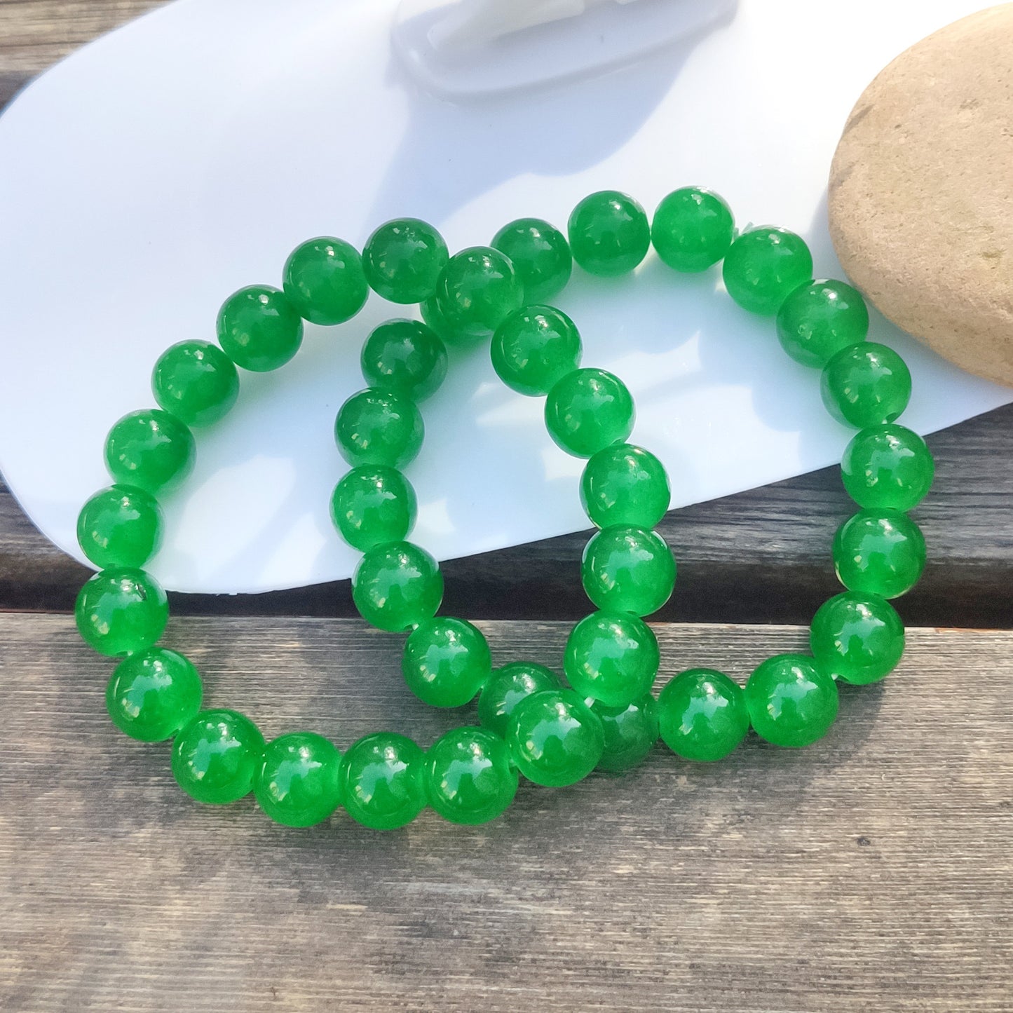 Women's High Ice Green Chalcedony Round Beads Imitation Jade Light Luxury Bracelets