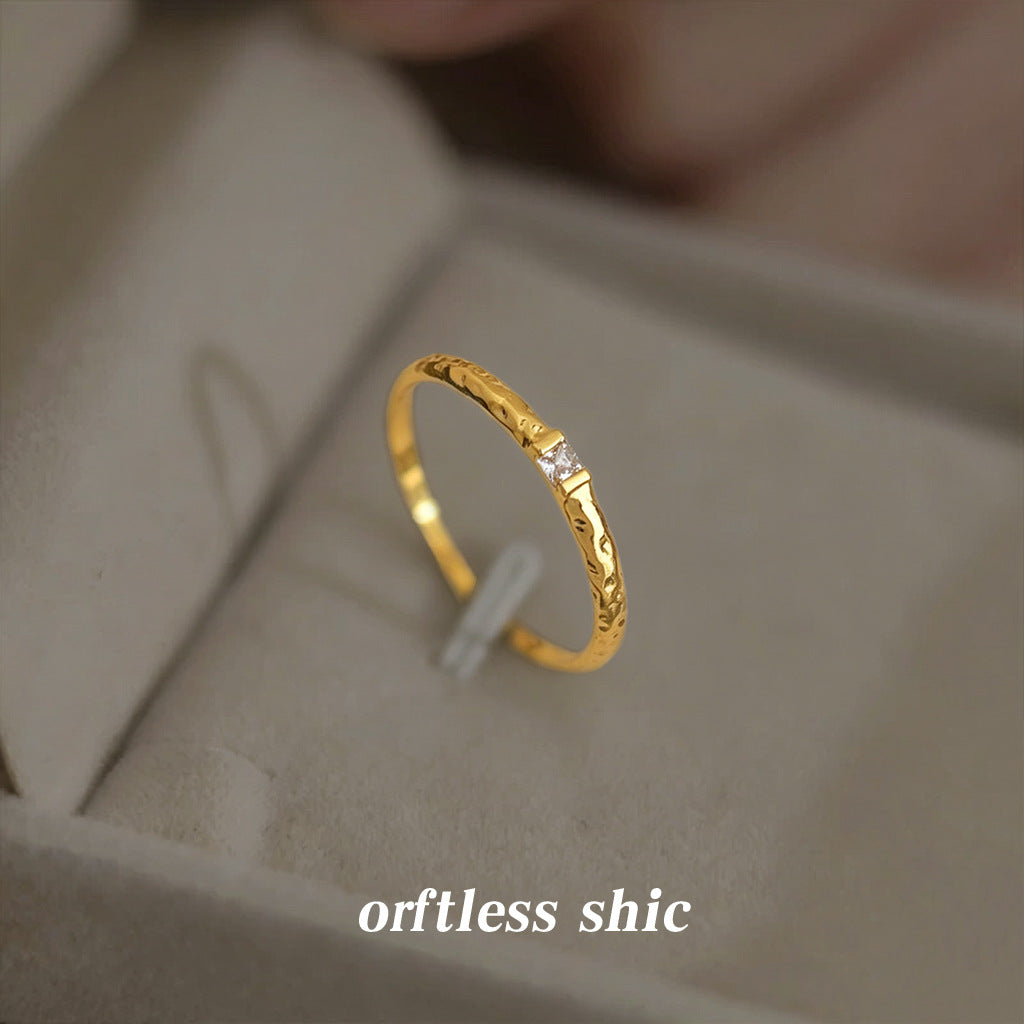 Women's Micro Inlaid Zircon Simple Light Luxury Style Average Size Index Rings
