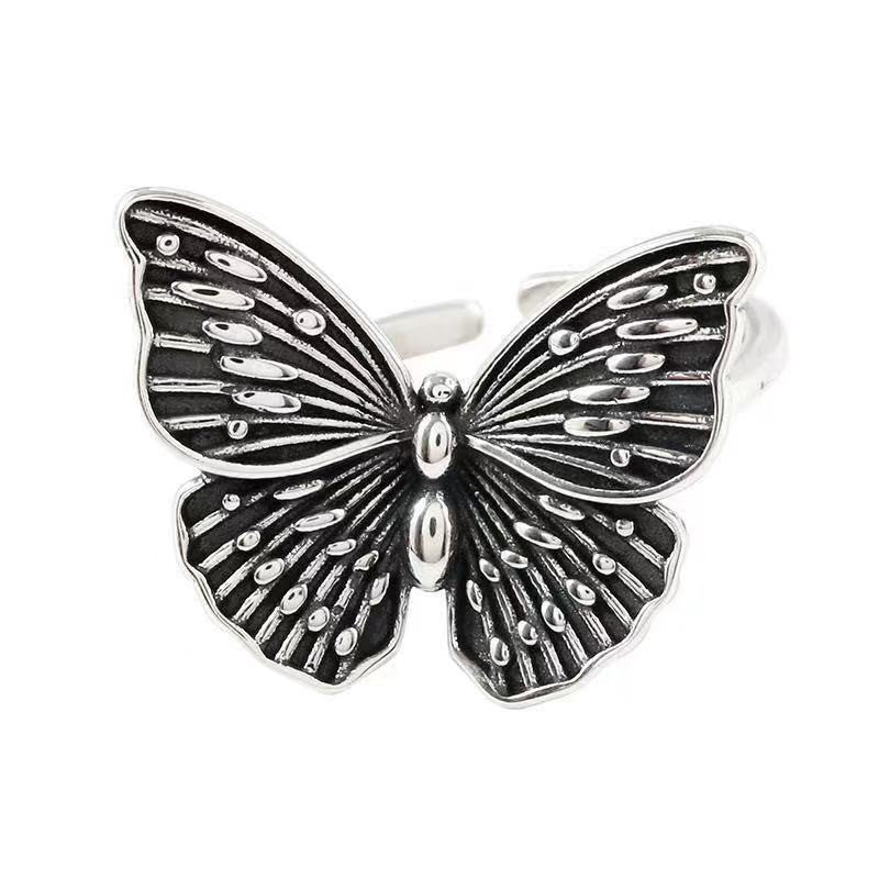 Women's Retro Butterfly Index Finger Geometric Thai Rings