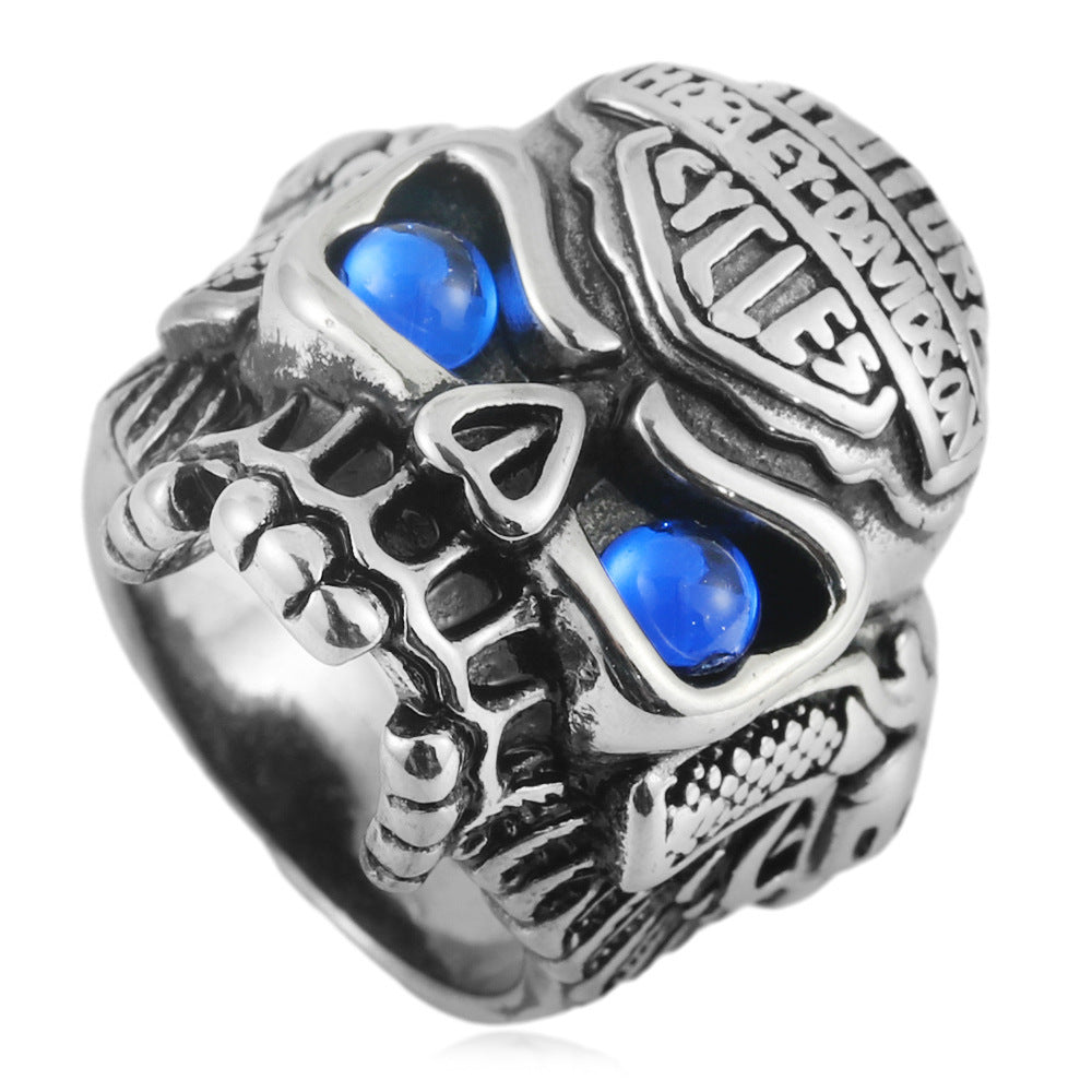 Men's Titanium Steel Skull Trendy Personality Punk Vintage Stainless Ring
