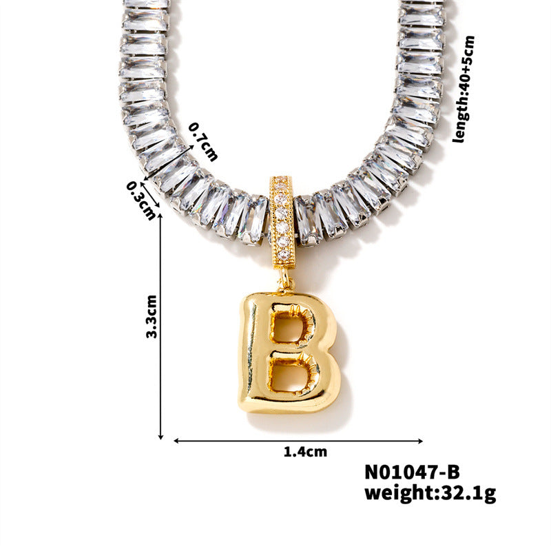 Zircon Letter English High Sense Simple Necklaces