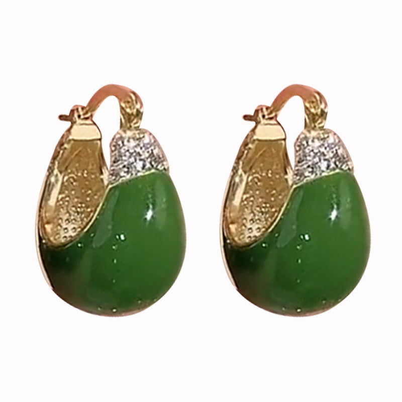 Women's Drip Glazed Ear Clip Design Unique Light Luxury Style Retro Earrings