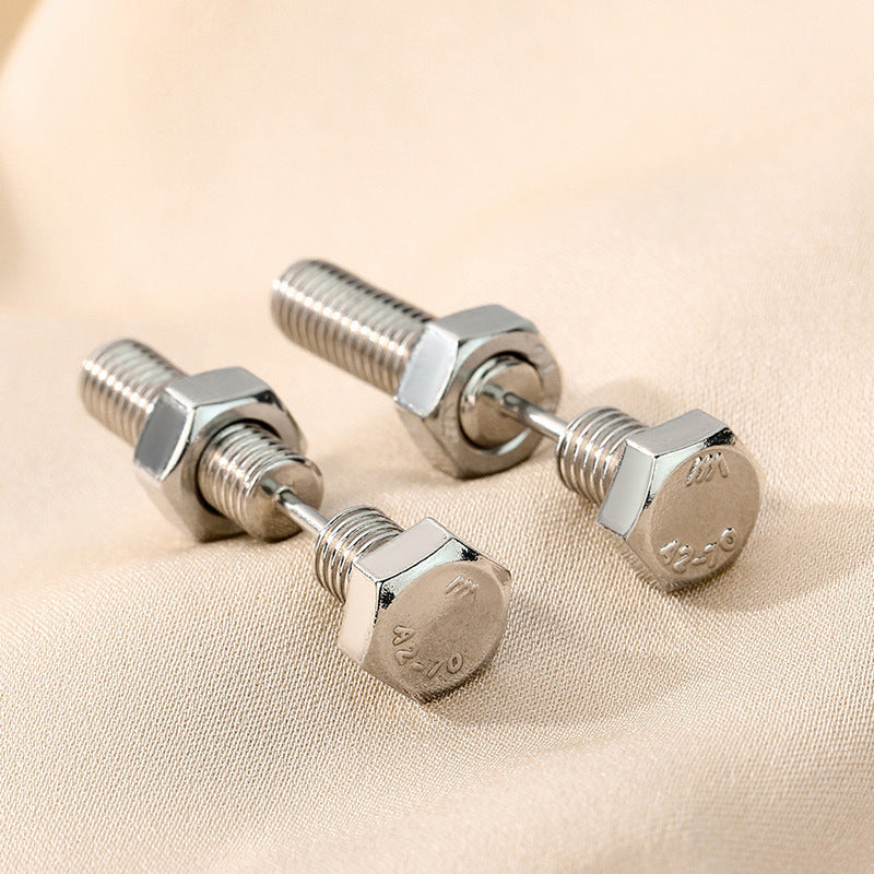 Men's Stainless Steel Screw Punk Hip Hop Stud Earrings