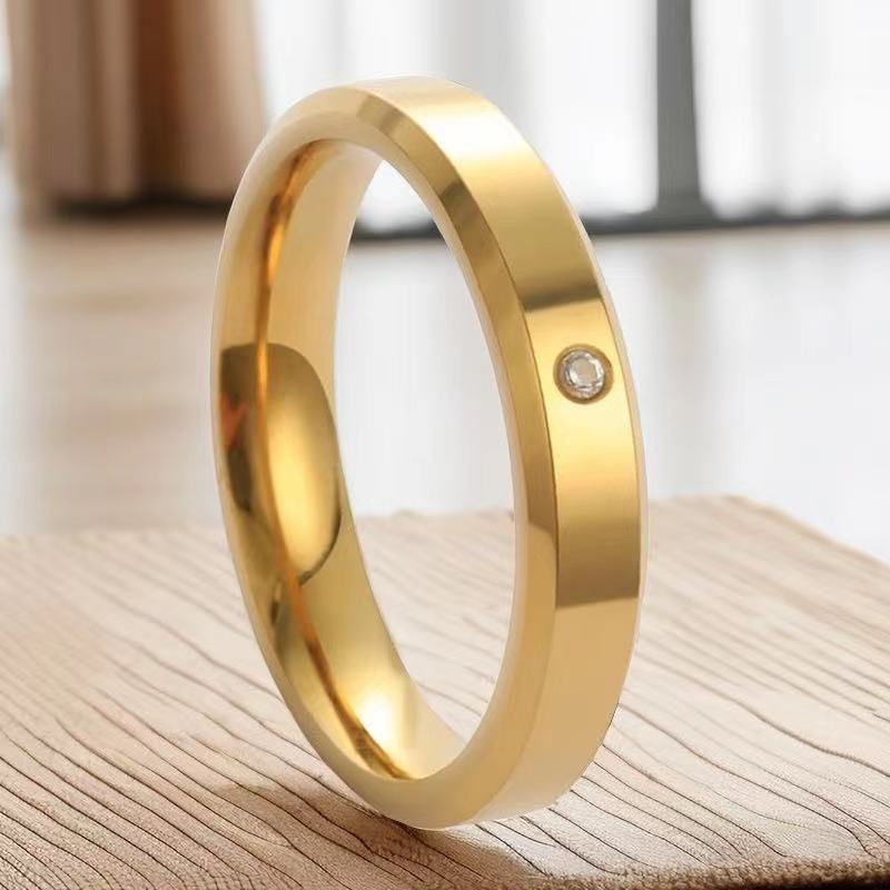 Steel Couple Pairs Of Wind Diamond Niche Simple Rings