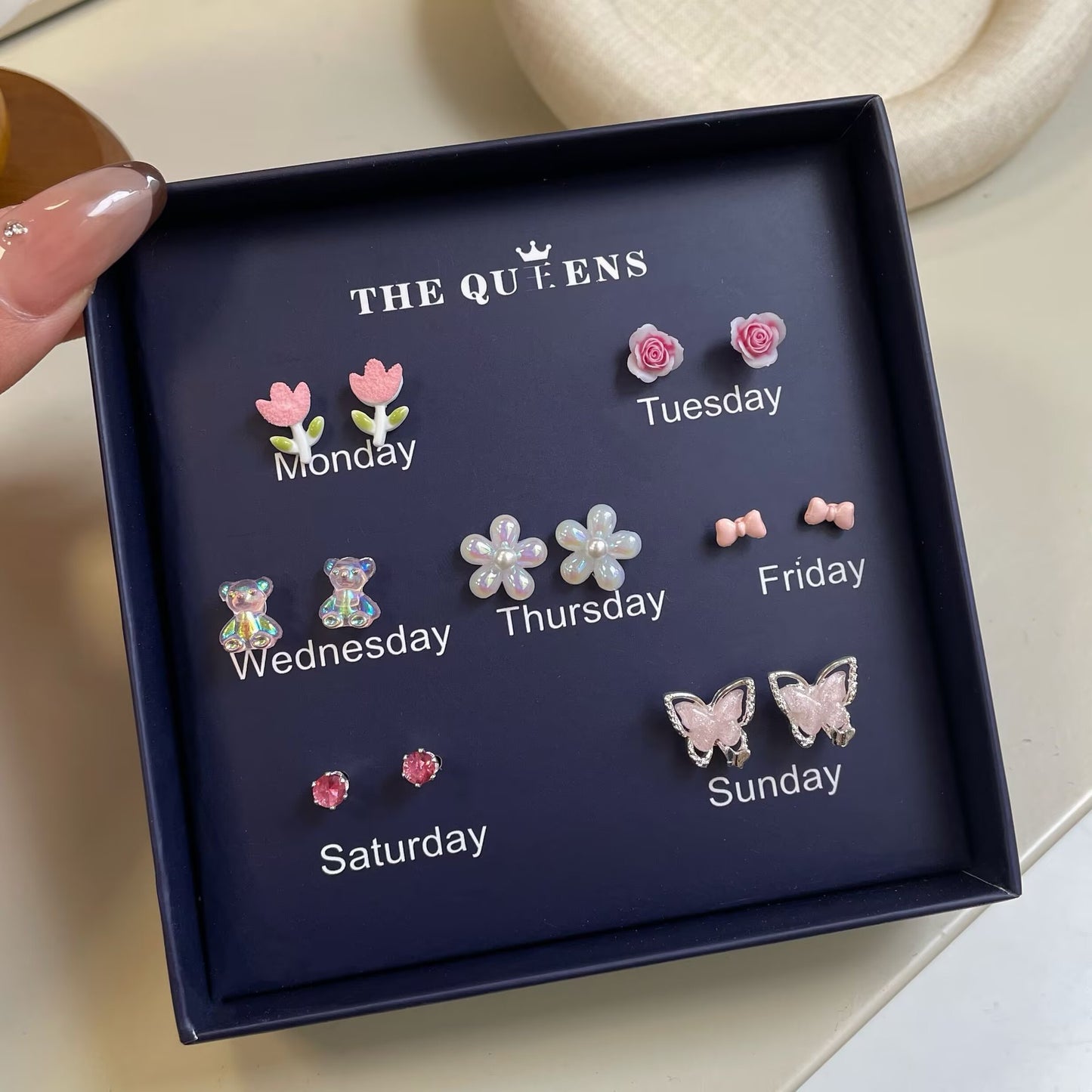 One Week Gift Box Fresh Simple Flowers Female Earrings