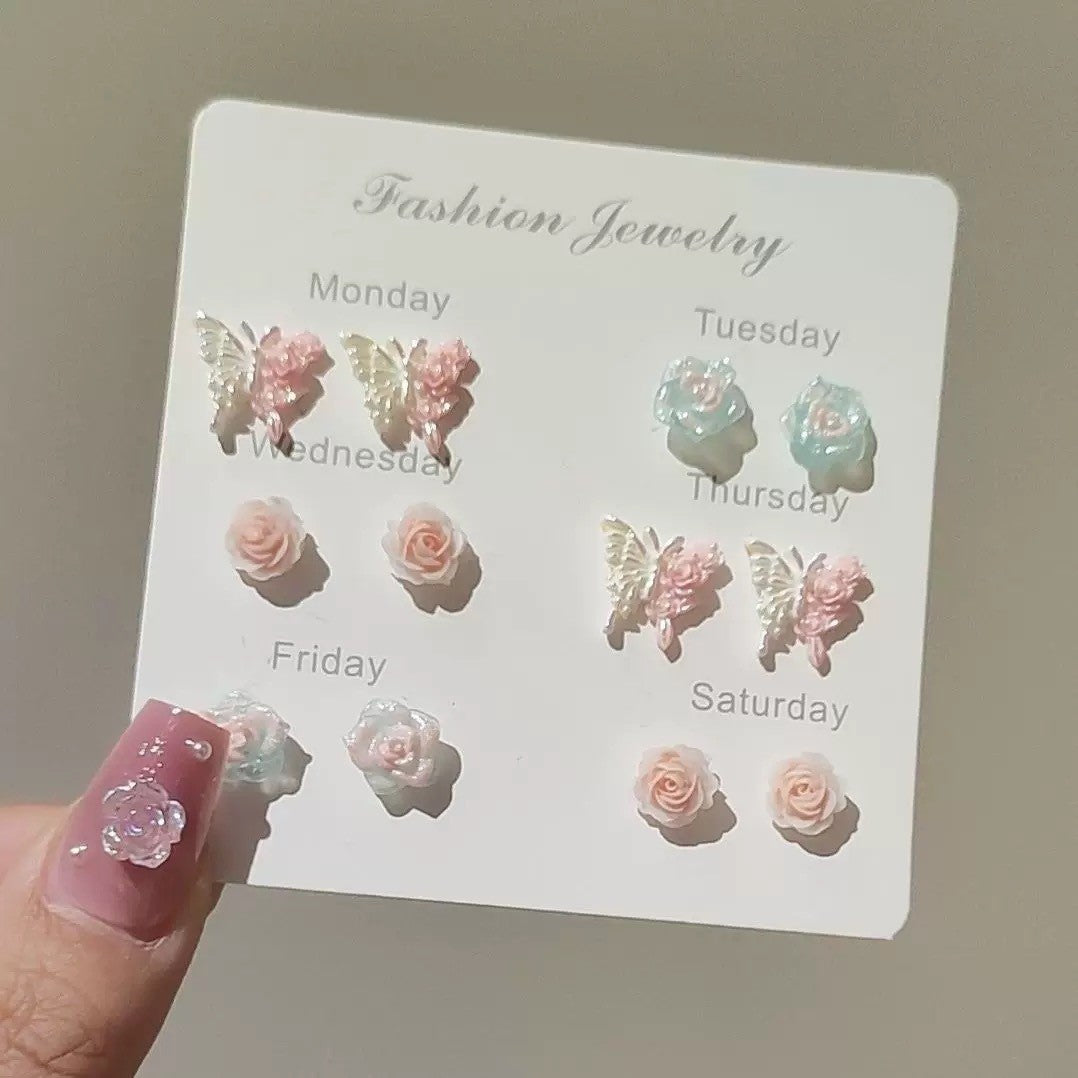 Elegant Pearl Niche Female Sier Pin Four Leaf Clover Stud Earrings