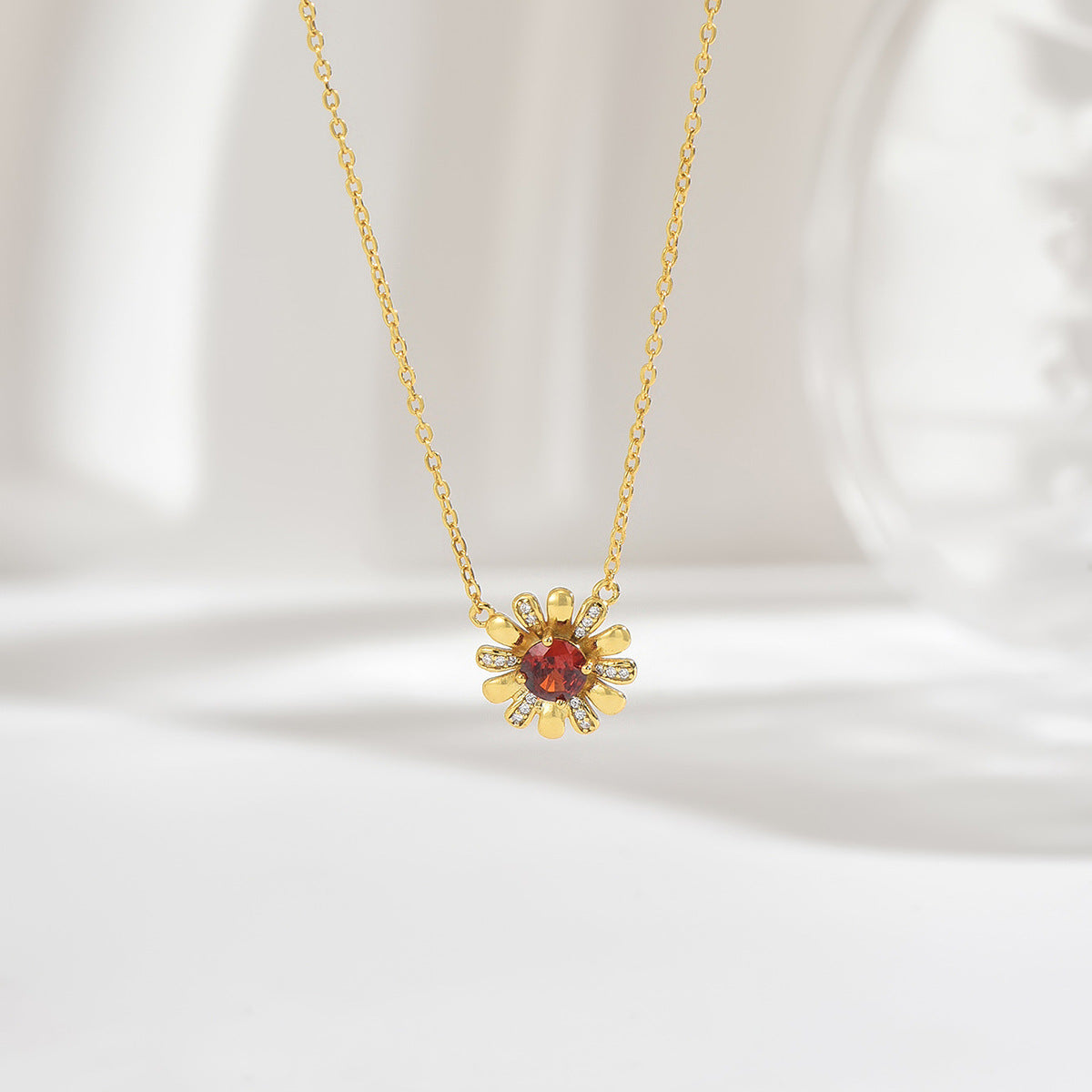 Sterling Sier Daisy Zircon Gold Plating Light Necklaces