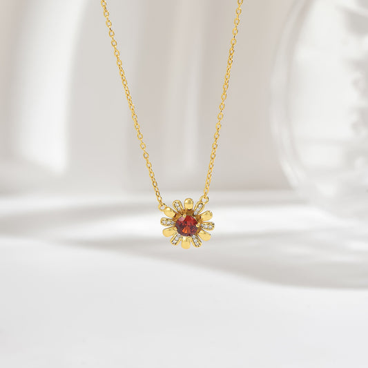 Sterling Sier Daisy Zircon Gold Plating Light Necklaces